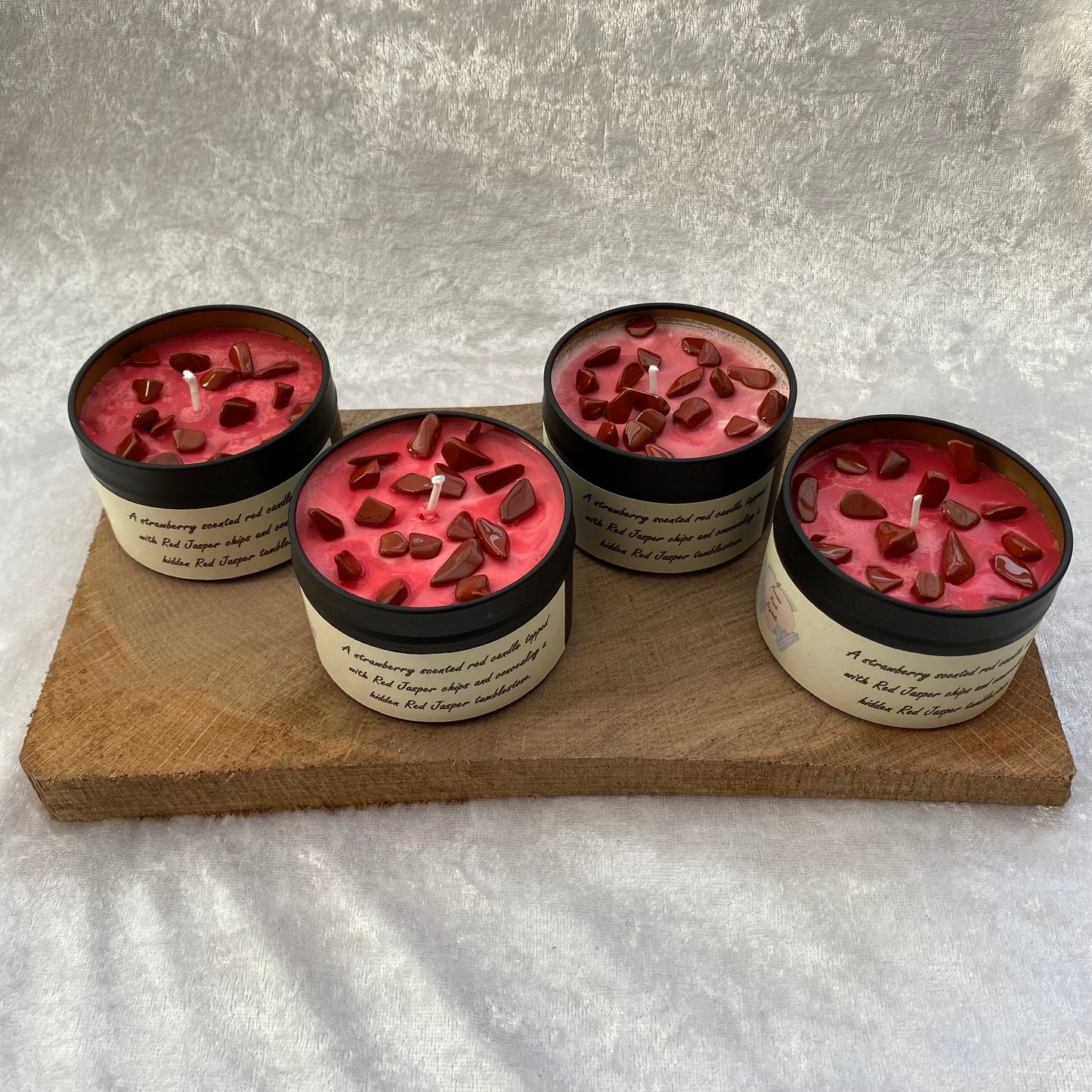 Strawberry scented Red Jasper candles