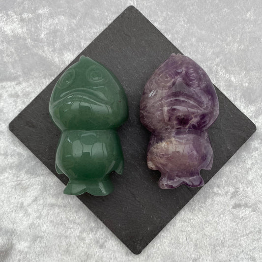 Green Aventurine and Amethyst Ducks