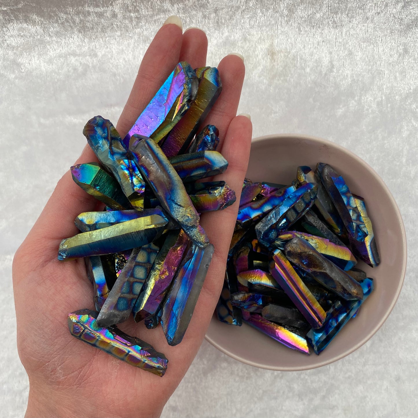 Titanium Aura Quartz points