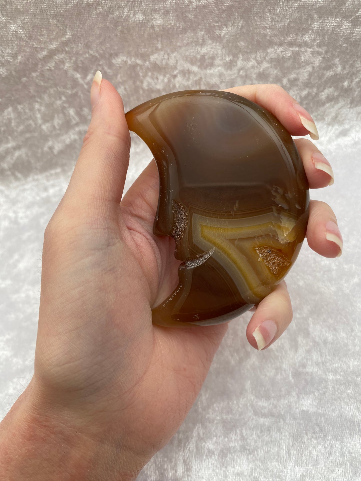 Brown Agate Moon With Face