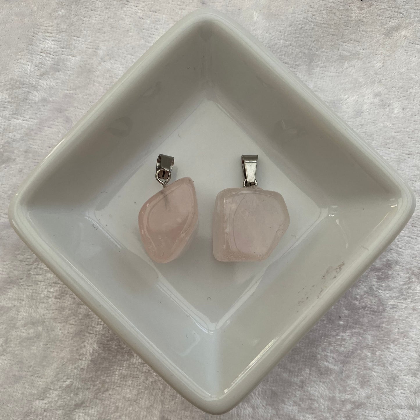 Rose Quartz tumblestone pendants